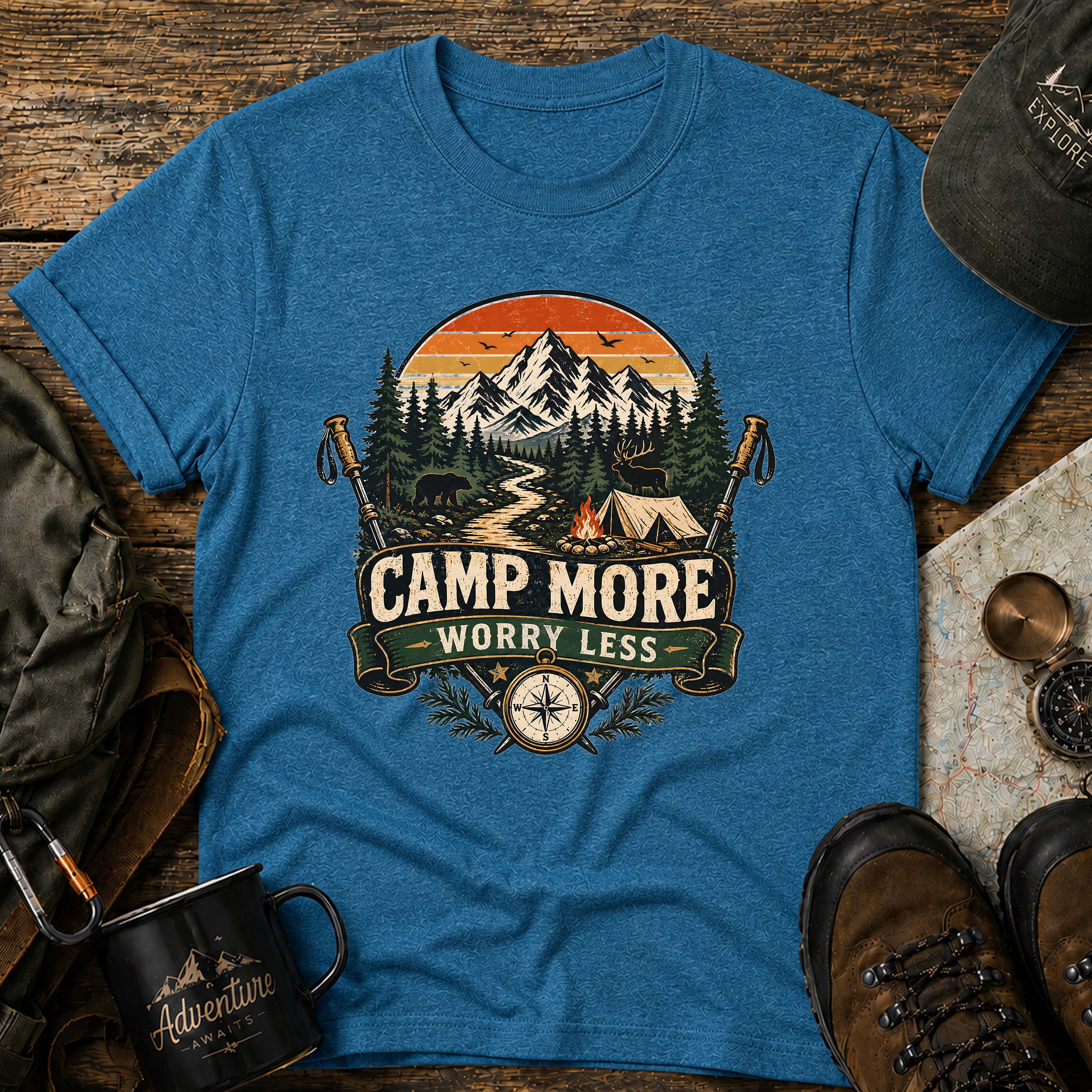 Camp More Worry Less Sunset T-Shirt