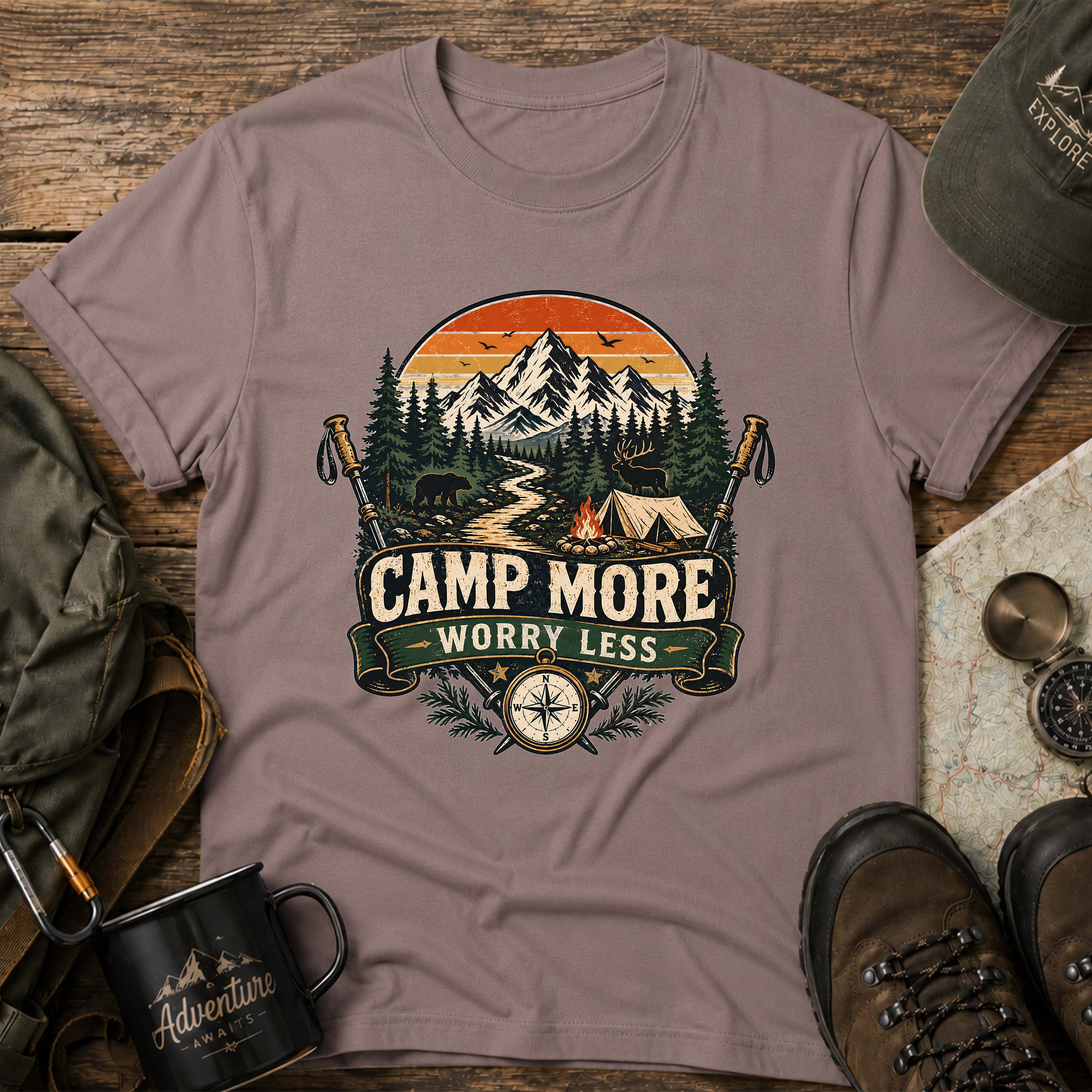 Camp More Worry Less Sunset T-Shirt