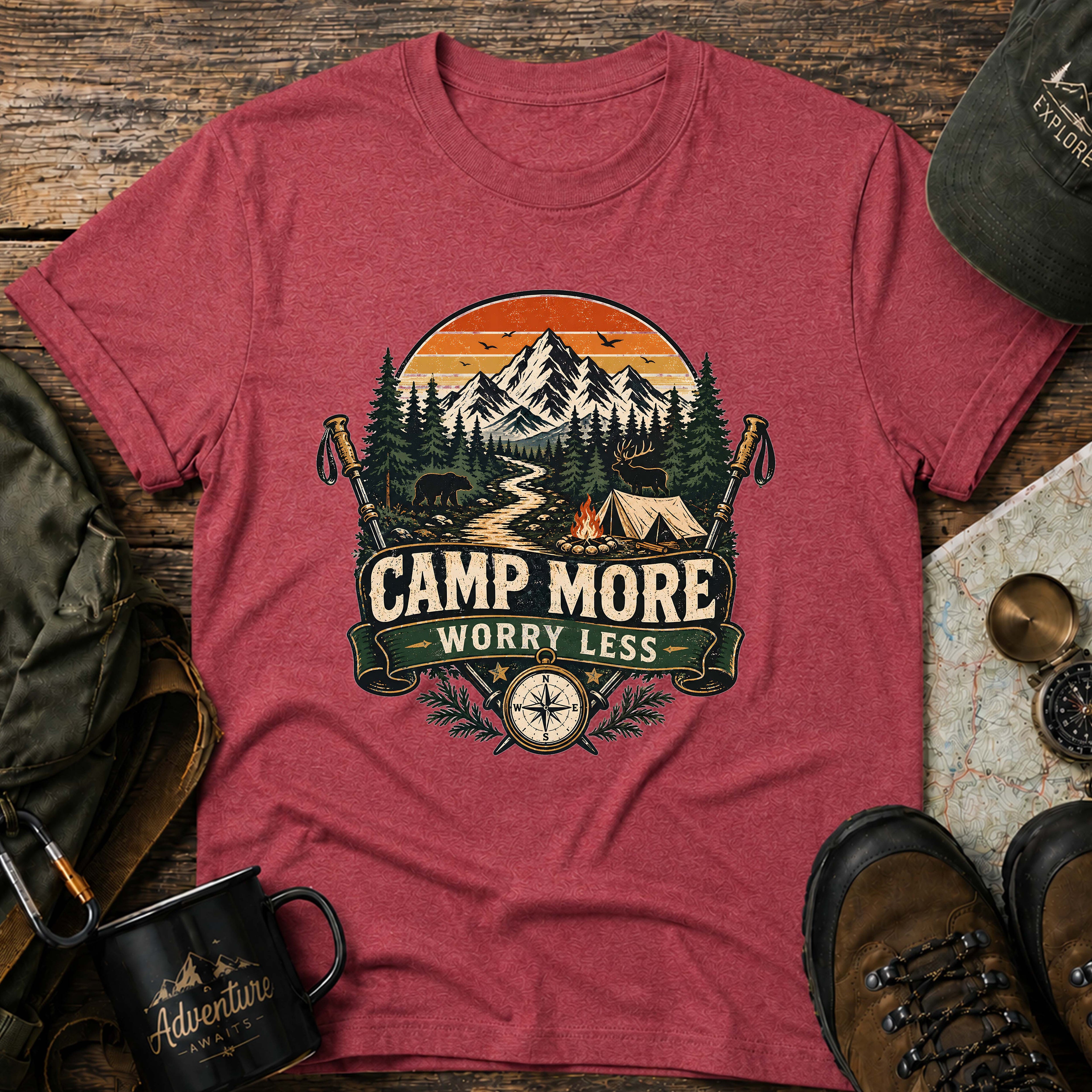 Camp More Worry Less Sunset T-Shirt