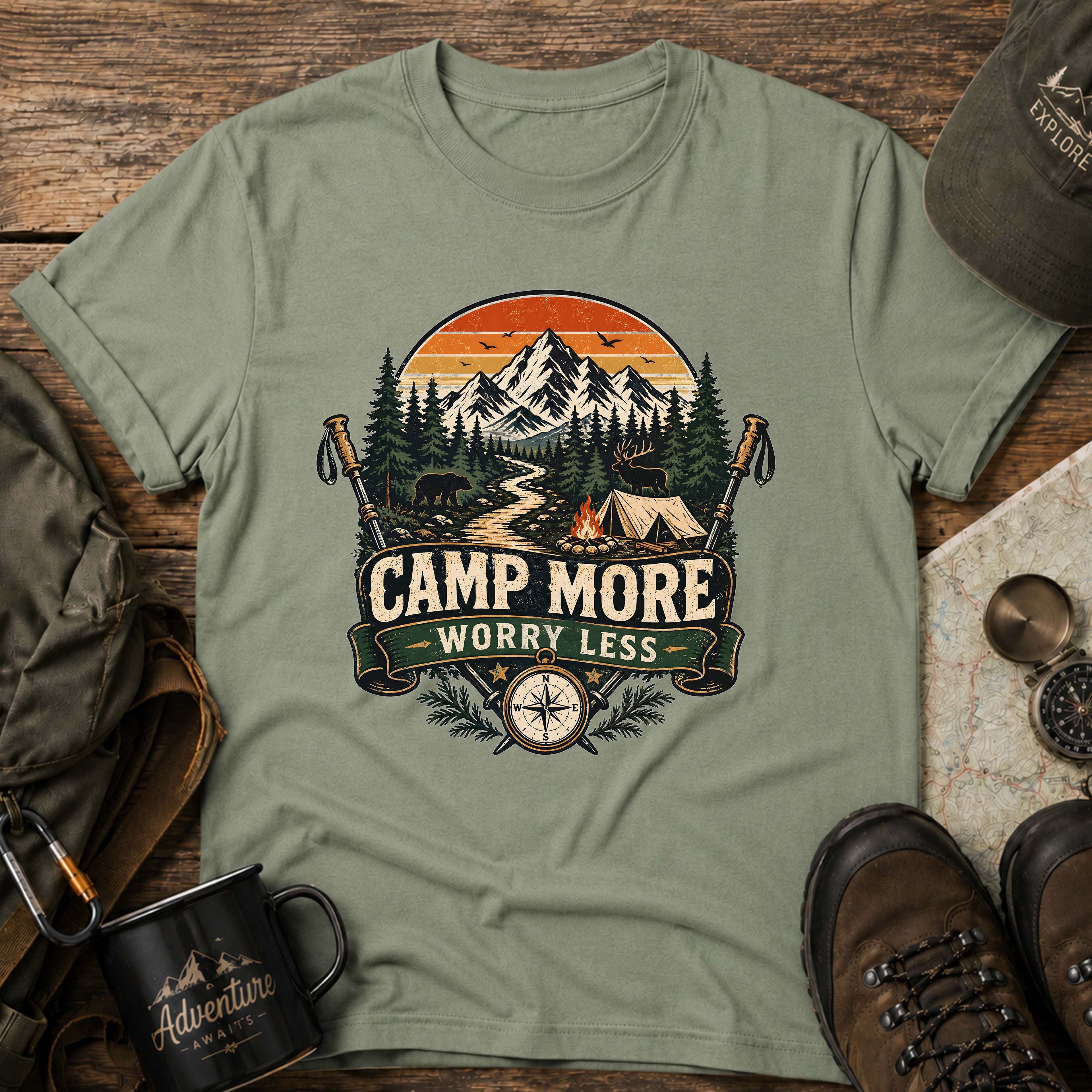 Camp More Worry Less Sunset T-Shirt